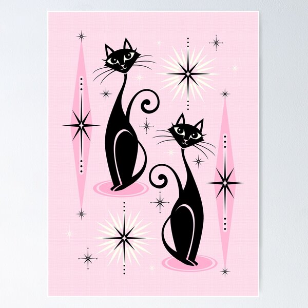 Item preview, Mid Century Meow on Pink designed and sold by studioxtine.