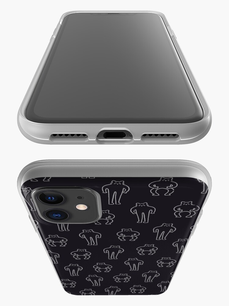 Alternate view of Flexing & Squating Cat - Black iPhone Case & Cover