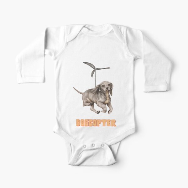 dogcopter with orange title  Long Sleeve Baby One-Piece