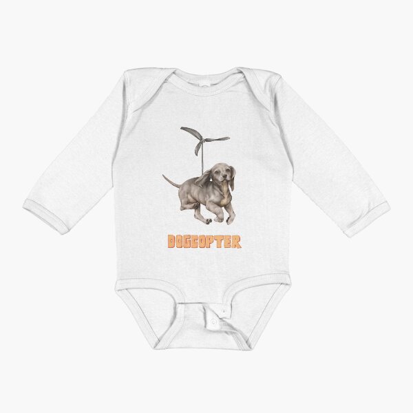 dogcopter with orange title Long Sleeve Baby One-Piece