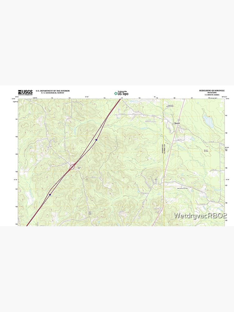 "USGS TOPO Map Mississippi MS Heidelberg 20120320 TM" Mug by