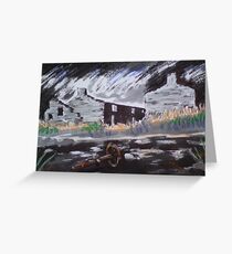Derelict cottages, Rhosydd Slate Quarry, North Wales. Greeting Card