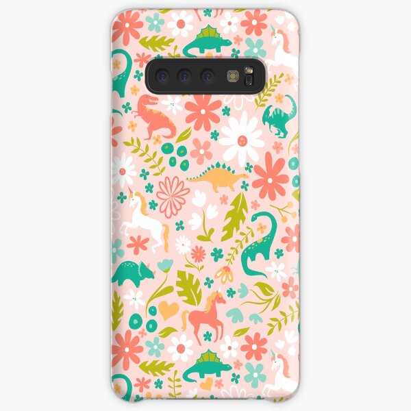 Dinosaurs + Unicorns on Pink Samsung Galaxy Snap Case