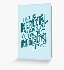 Reality Vs. Reading Book Nerd Quote Lettering Greeting Card