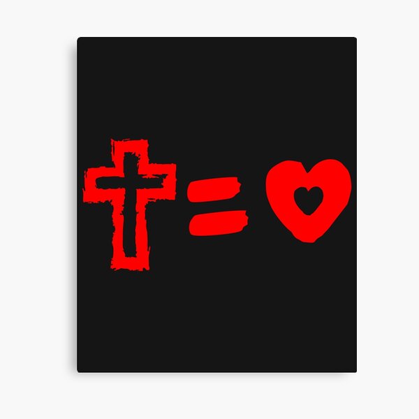 Cross Equals Love Heart Christian Easter Men Women T Shirt Canvas Print
