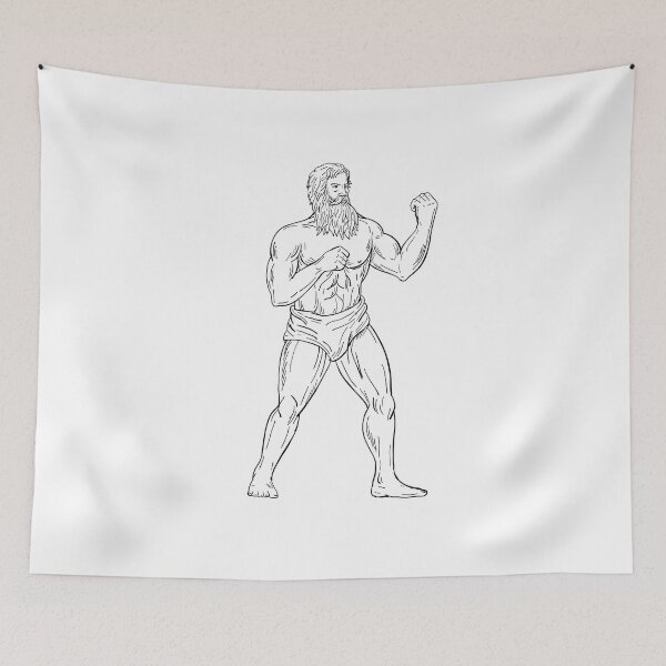 Item preview, Bearded Boxer Fighting Stance Drawing Black and White designed and sold by patrimonio.