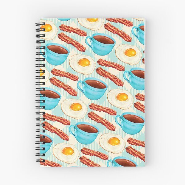 Item preview, Coffee Bacon & Eggs Pattern - Blue Check designed and sold by Kelly  Gilleran.