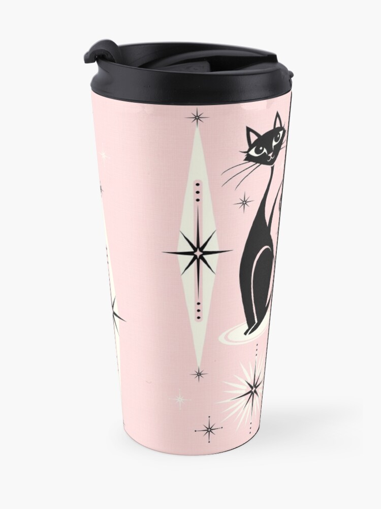 Alternate view of Mid Century Meow on Warm Pink Travel Mug