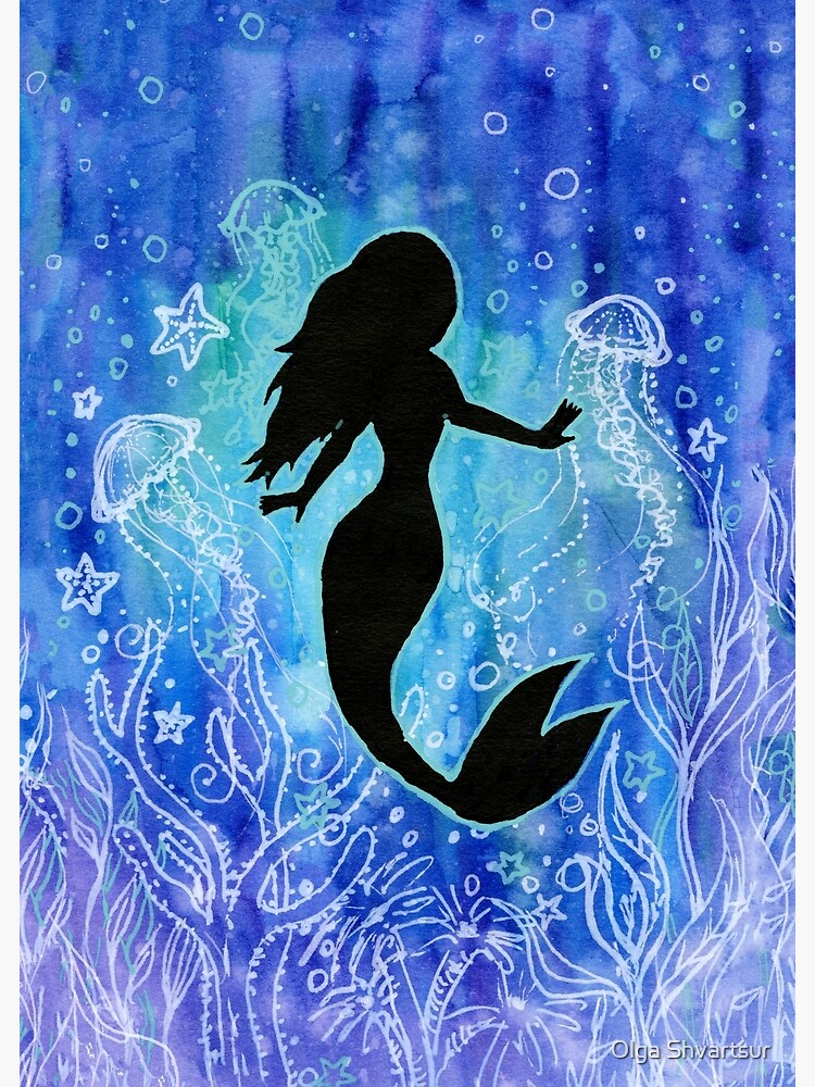 Mermaid Underwater Watercolor Painting