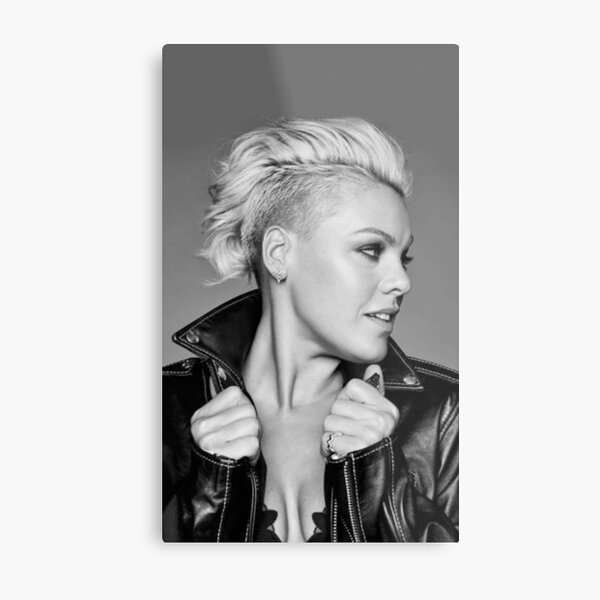 Black and White Pink Beautiful Trauma Metal Print
