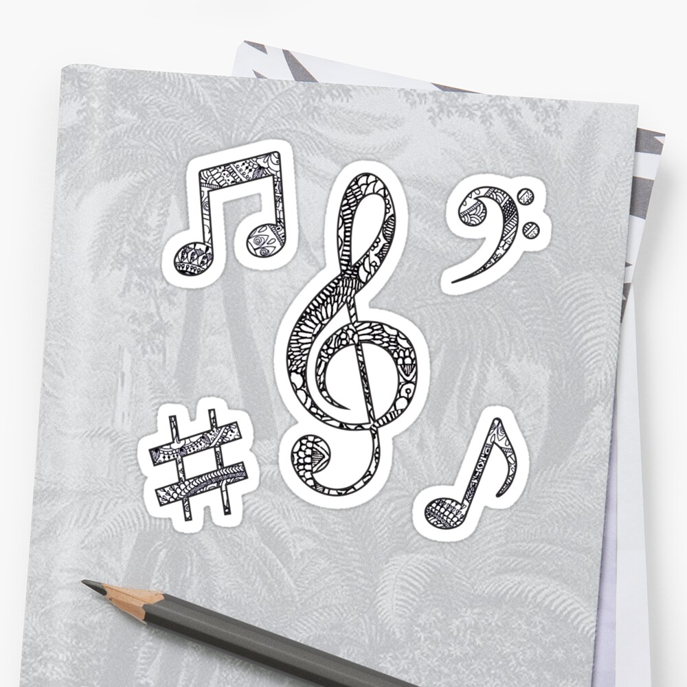 Music Notes Zentangle Sticker By Designpmg Redbubble