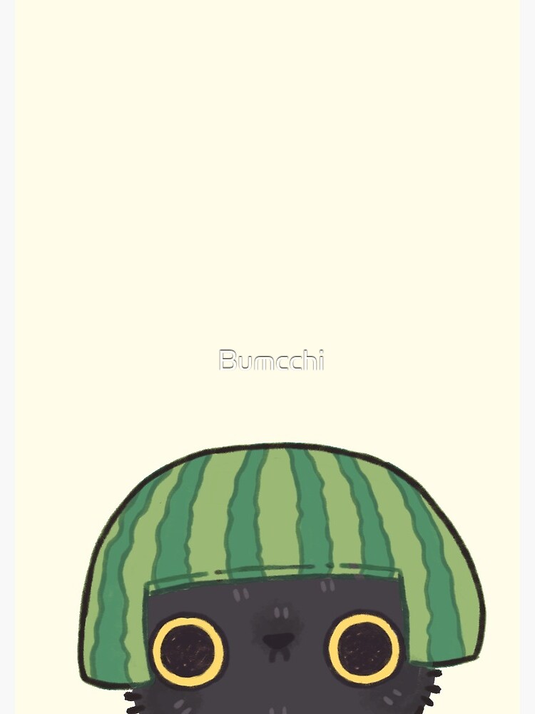 Shy Watermelon Cat - Black Version by Bumcchi