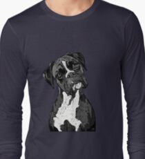 Black and White Boxer Art Long Sleeve T-Shirt