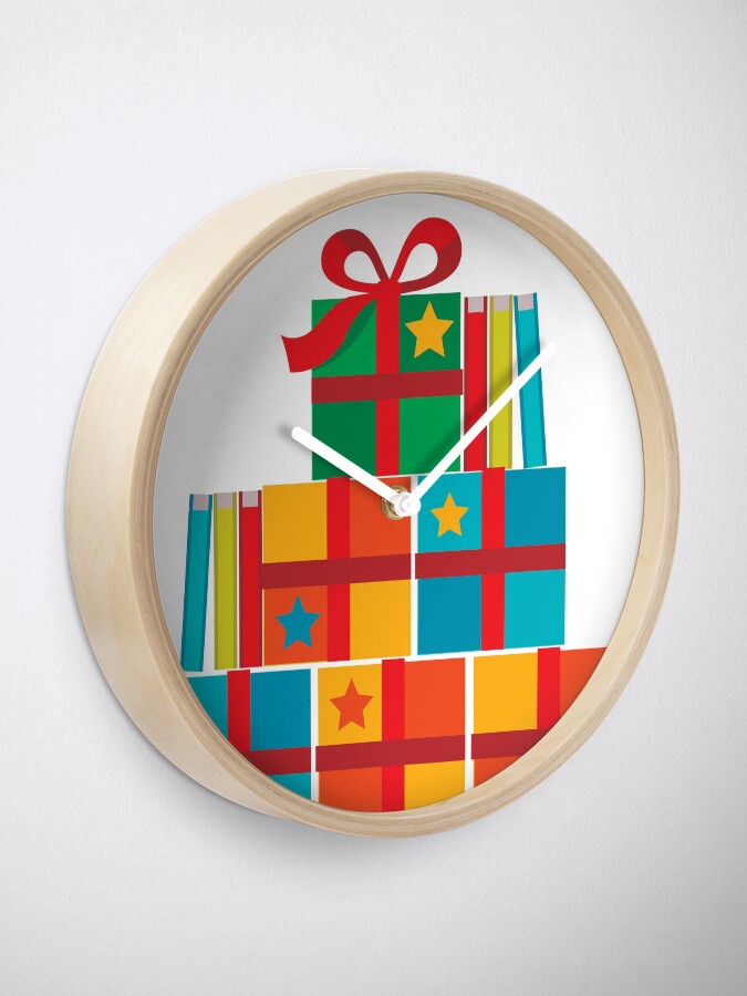 Alternate view of books and New Year's packages Clock