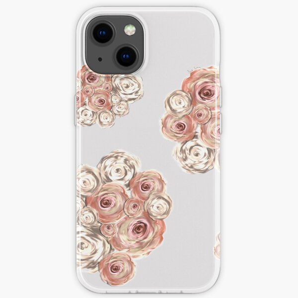 Beige and pink flowers 2 by mjvision Mia Niemi iPhone Soft Case