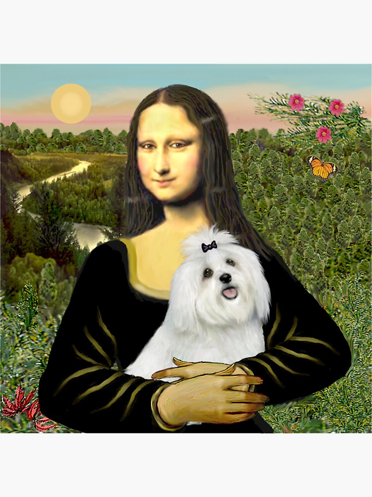 Mona Lisa and her Maltese cutie by JeanBFitzgerald