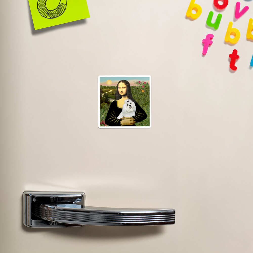 Mona Lisa and her Maltese cutie Magnet