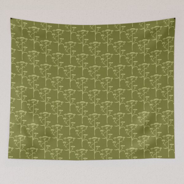 Item preview, Dark hand-drawn pattern with yarrow designed and sold by Daria Heaney.