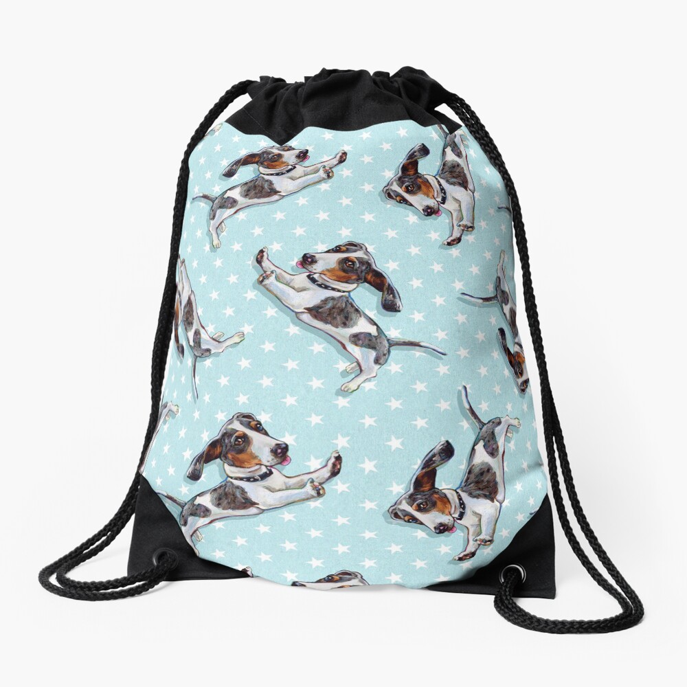 Cute Dachshund Pattern by Robert Phelps Drawstring Bag
