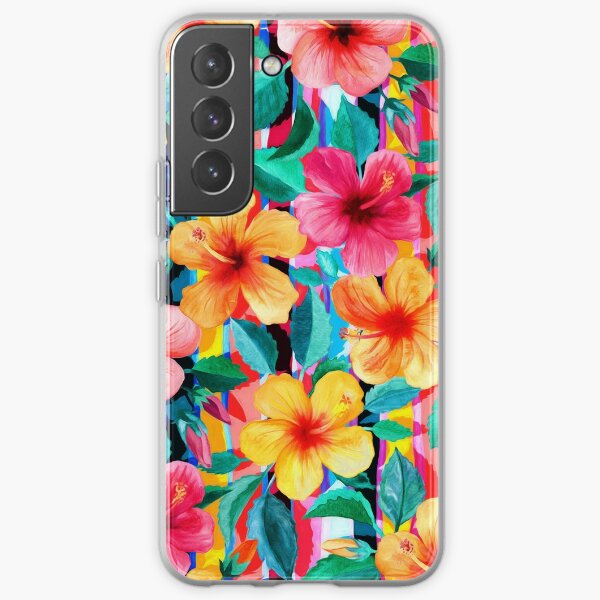 OTT Maximalist Hawaiian Hibiscus Floral with Stripes Samsung Galaxy Soft Case