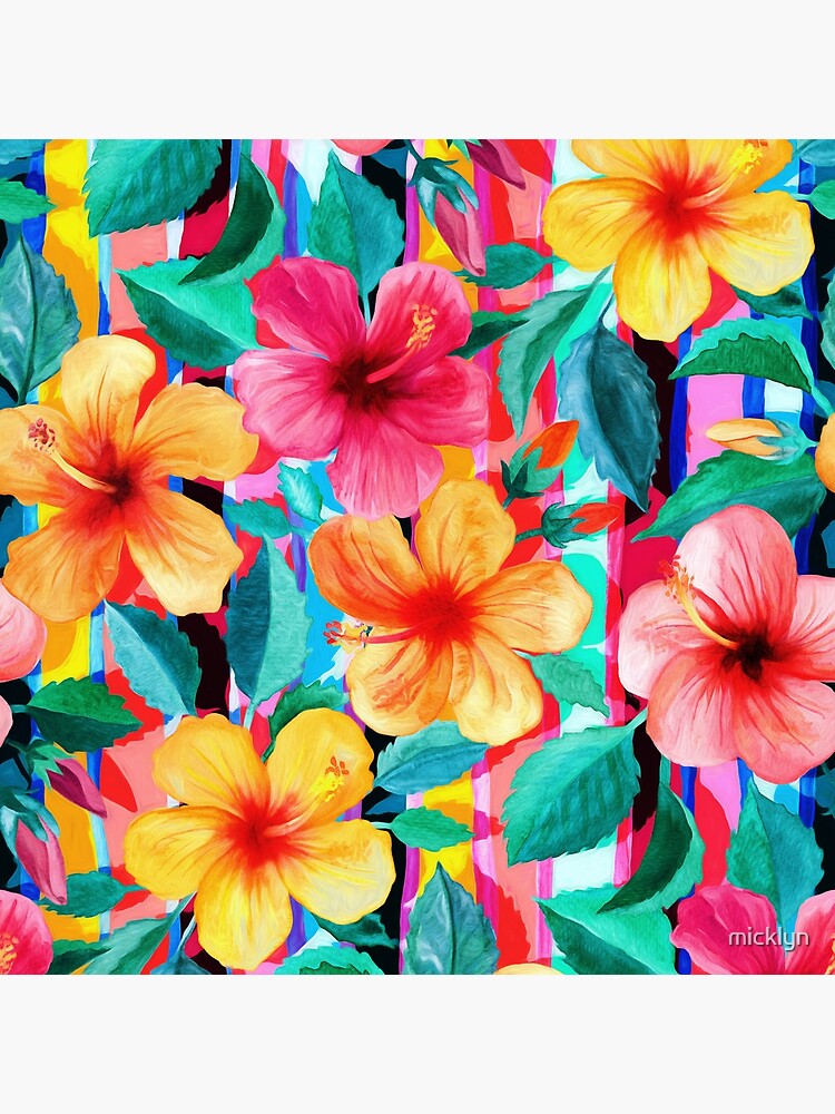 OTT Maximalist Hawaiian Hibiscus Floral with Stripes by micklyn