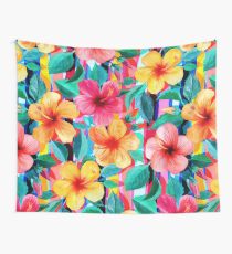 OTT Maximalist Hawaiian Hibiscus Floral with Stripes Wall Tapestry