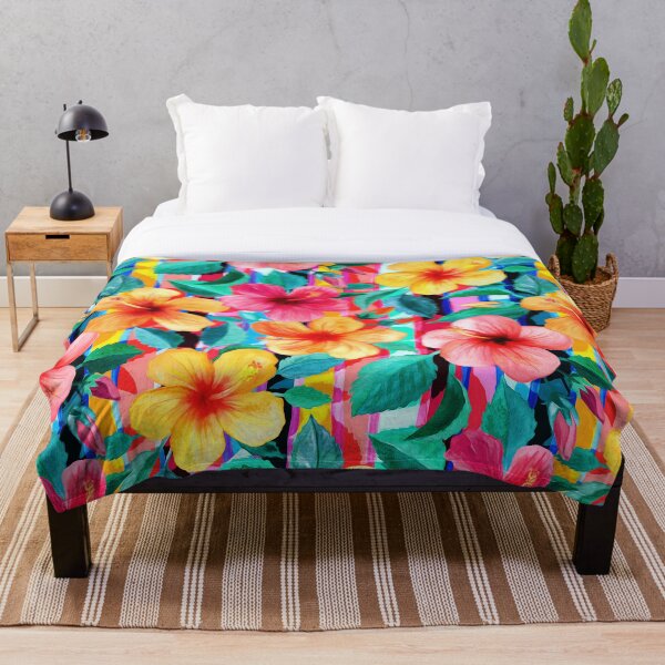 Item preview, OTT Maximalist Hawaiian Hibiscus Floral with Stripes designed and sold by micklyn.