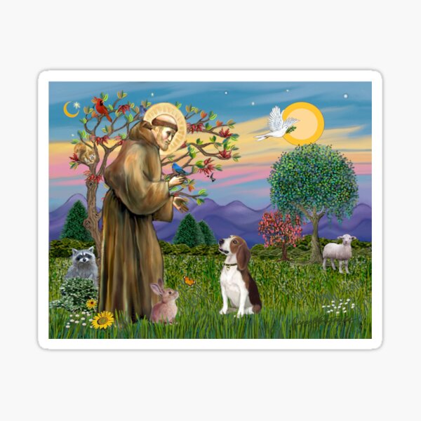 St Francis Blesses a Beagle Sticker