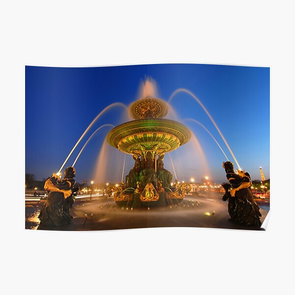 Fontaine des Fleuves la nuit Poster