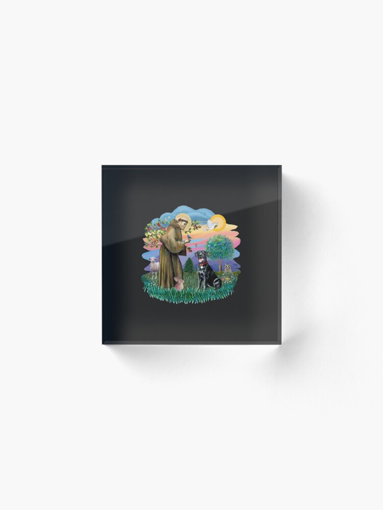 Alternate view of St. Francis Blesses a Black Labrador Retriever (free form) Acrylic Block
