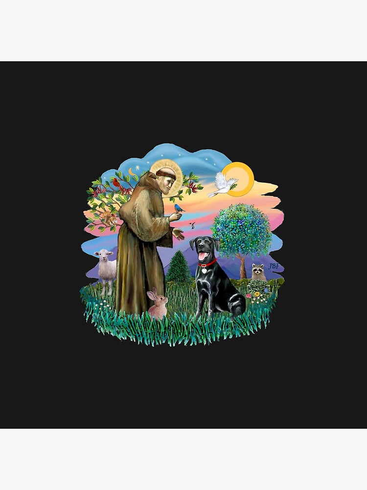 St. Francis Blesses a Black Labrador Retriever (free form) by JeanBFitzgerald