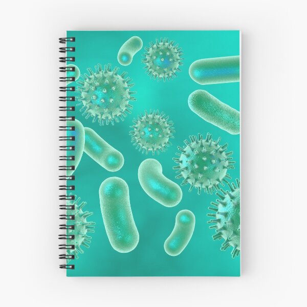Item preview, Viruses and bacteria on turquoise background designed and sold by MarynaOlyak.