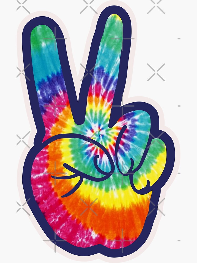 Tye Dye Rainbow Psychedelic Peace Signtrippy Peace Sign Retro 60s Hippie Sticker By 