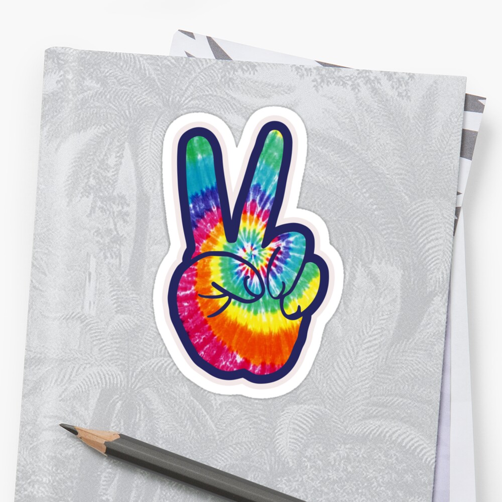 Tye Dye Rainbow Psychedelic Peace Signtrippy Peace Sign Retro 60s Hippie Sticker By 