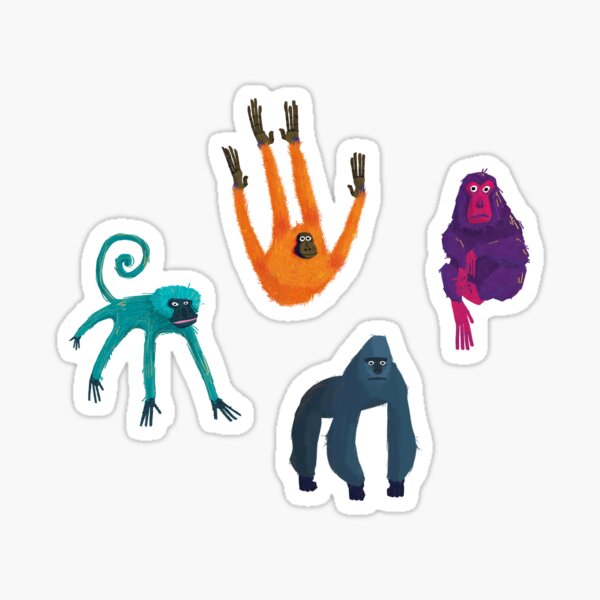 Item preview, Monkey Illustrations Sticker Set designed and sold by N Ben.