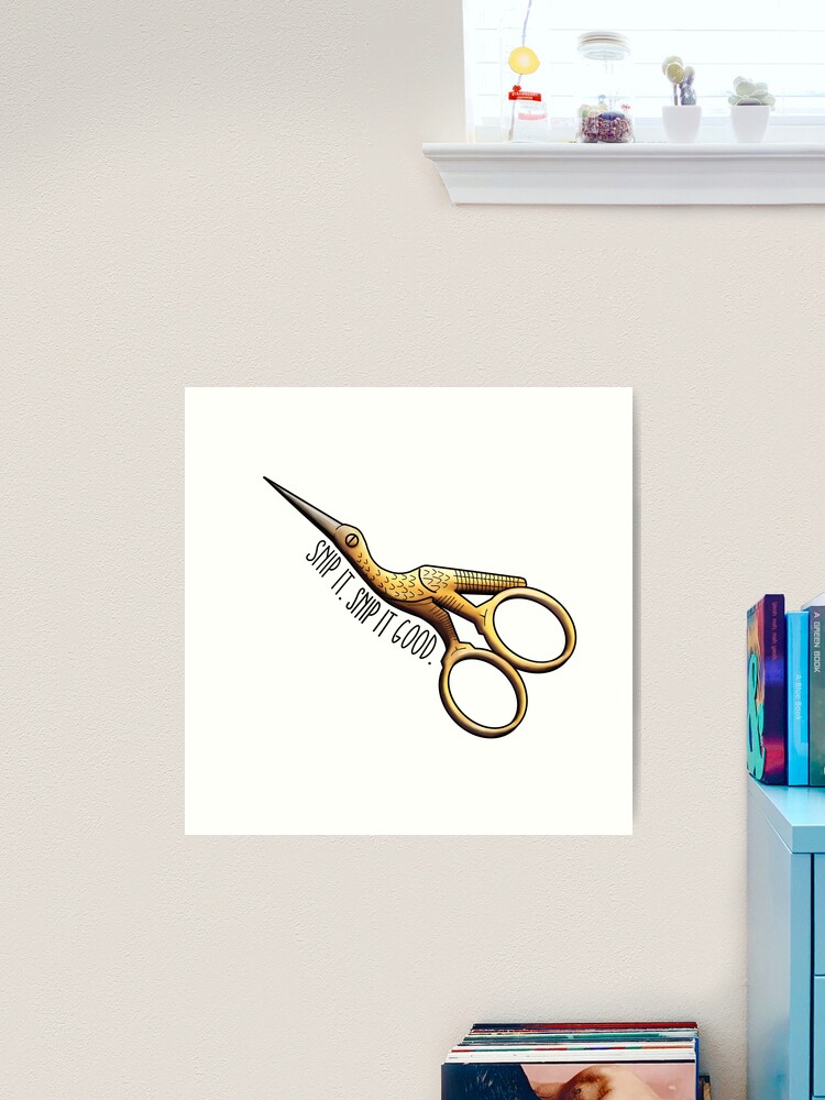 Stork Embroidery Scissors - Snip It Real Good | Art Print