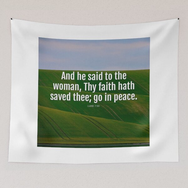 Item preview, Luke 7:50 Bible Quotes designed and sold by quoteology.