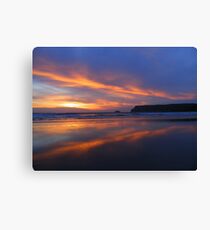 Lienzo Cornwall: Fire in the Sky Over Polzeath
