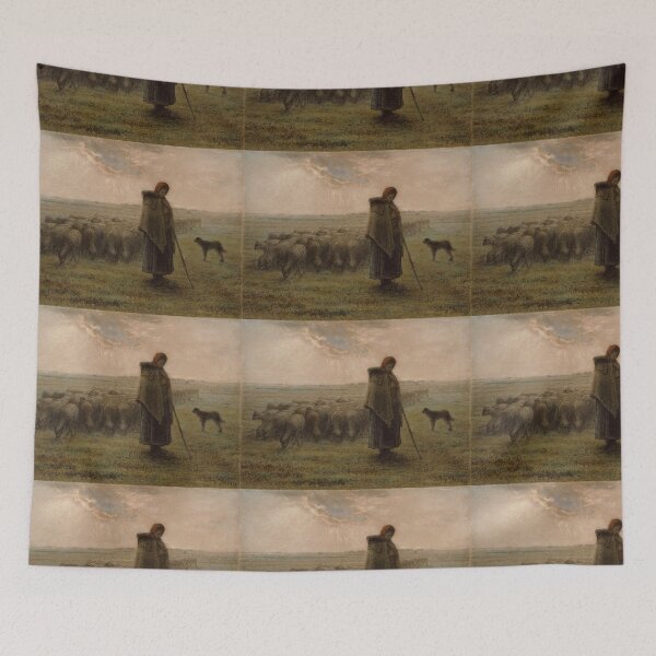 Item preview, The Young Shepherdess with her flock of sheep designed and sold by Vintage Designs +.