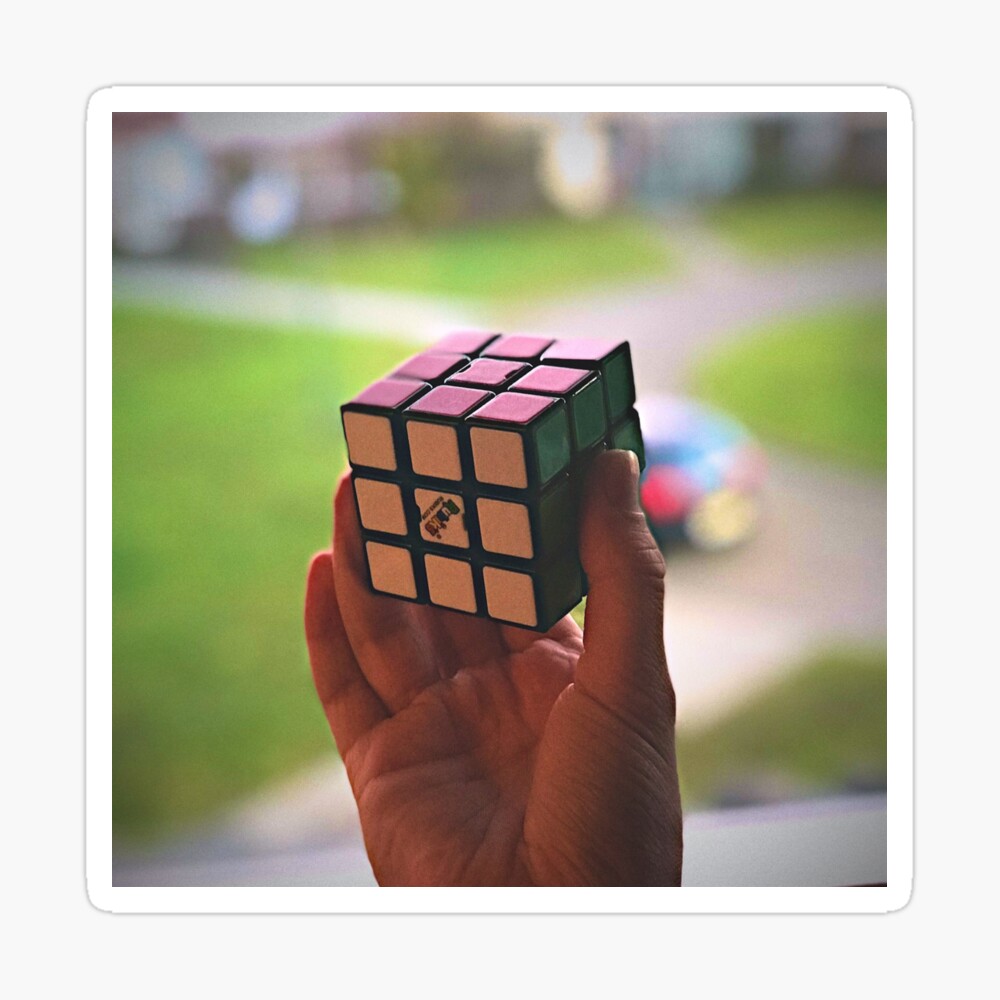 Cool Solved Rubik S Cube With Blurry Background Poster By Boogwout Redbubble