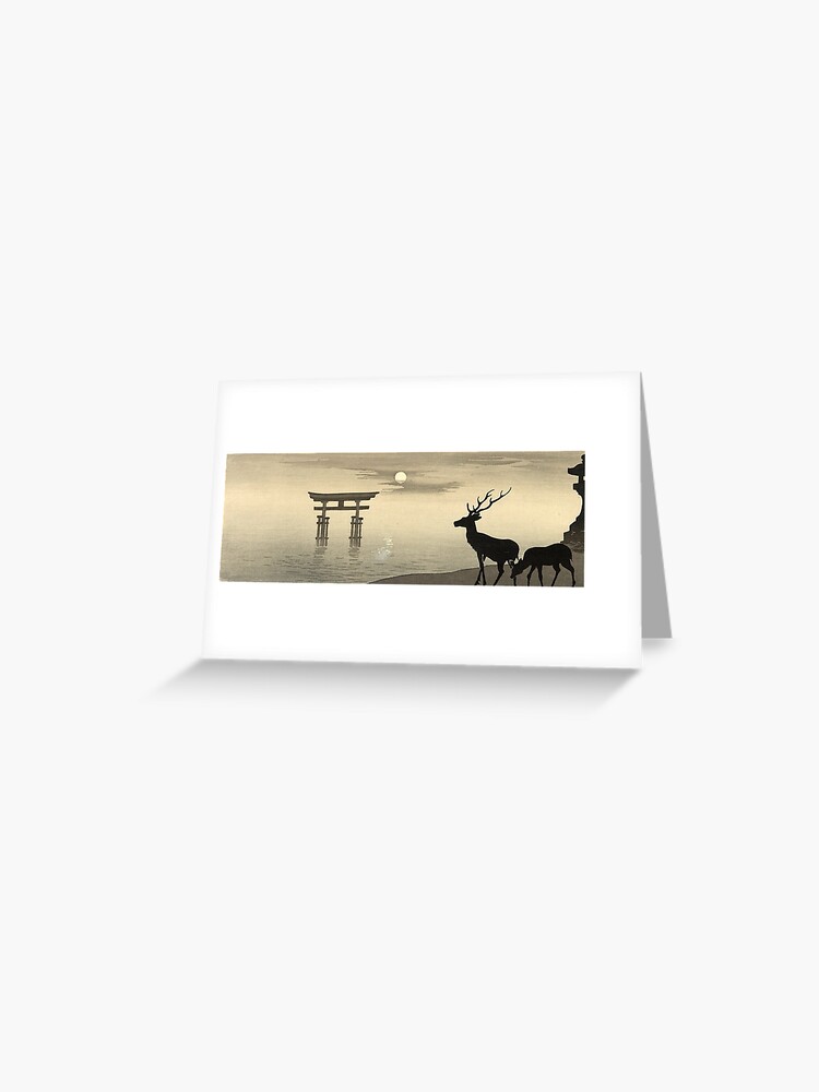Download Torii Lantern And Deer By Ohara Koson Greeting Card By Topower Redbubble