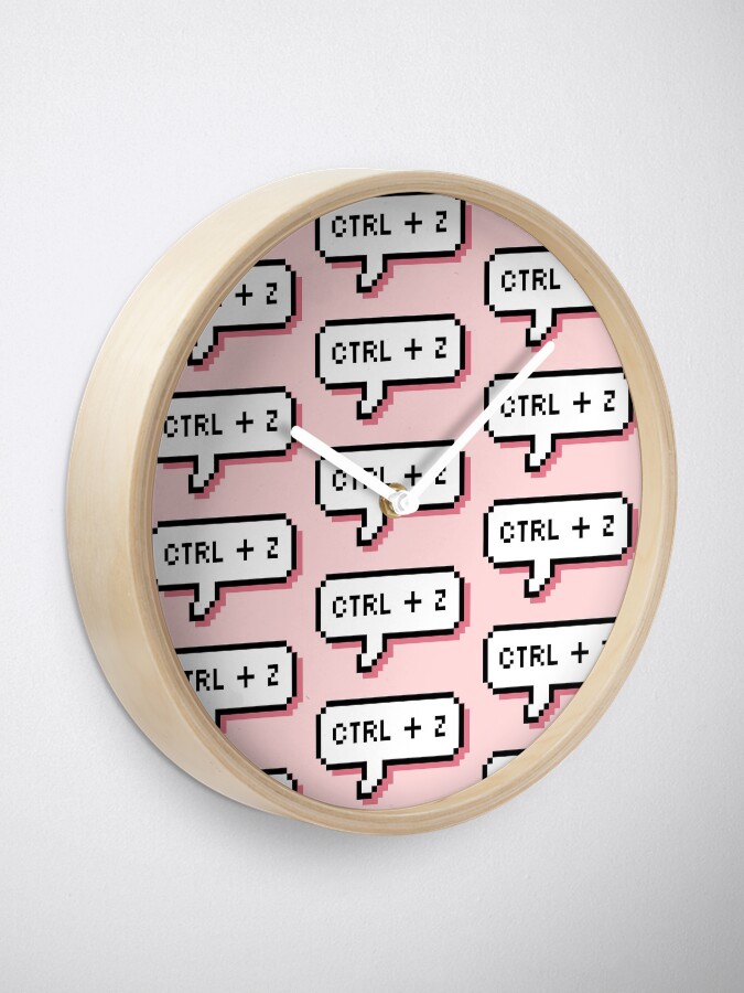 Alternate view of CTRL + Z - Pixel Speech Bubble - (Pink) Clock