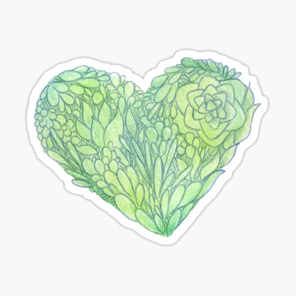 Succulent Plant Love Heart Sticker