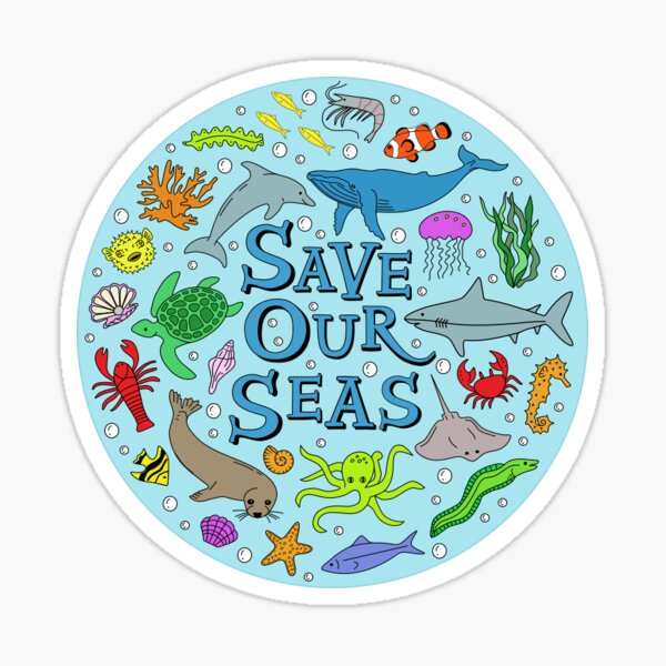 Save Our Seas Save The Ocean Illustration Sticker