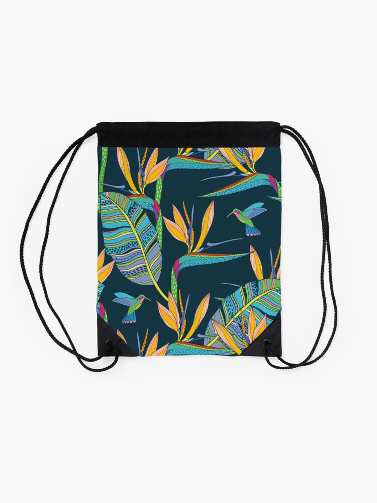 Alternate view of Bohemian Birds of Paradise Drawstring Bag
