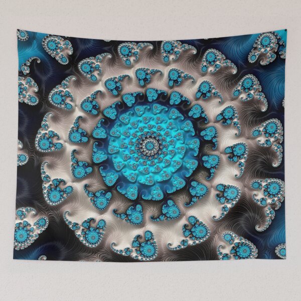 Item preview, Ivory Blue Maximum Depth Fractal Art designed and sold by Vicky Brago-Mitchell®.