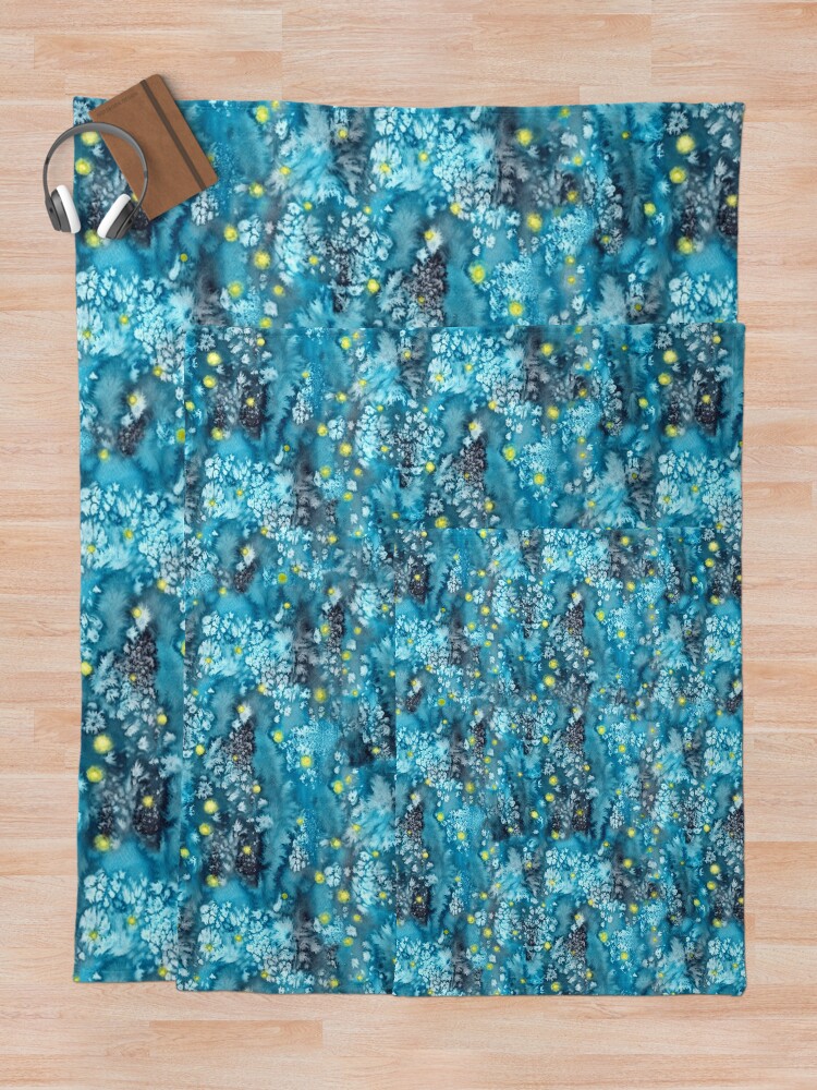 Alternate view of watercolor texture with fireflies Throw Blanket