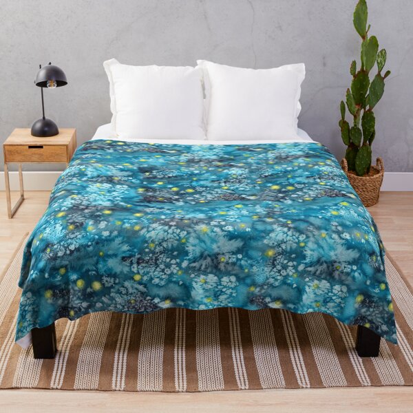 watercolor texture with fireflies Throw Blanket