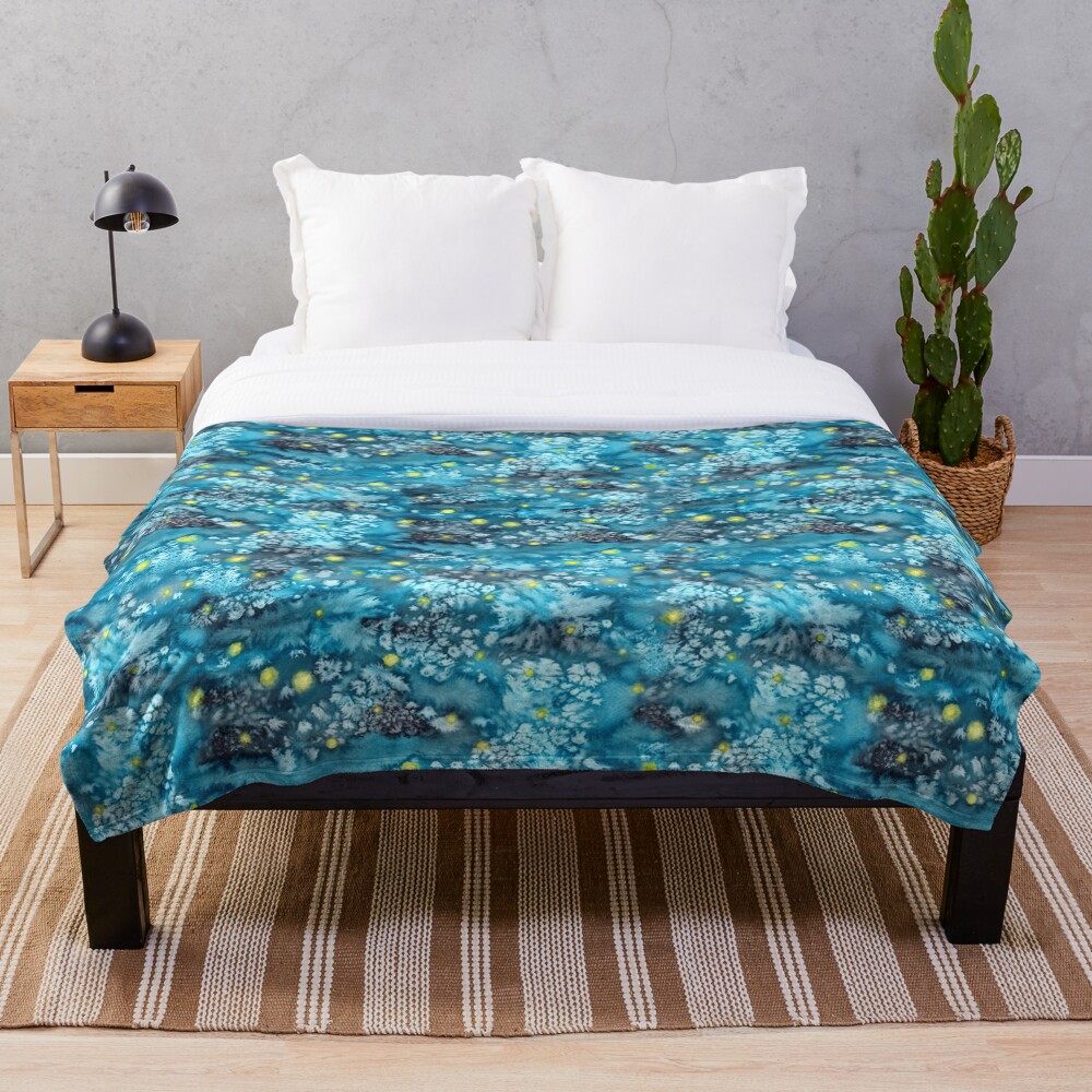 watercolor texture with fireflies Throw Blanket