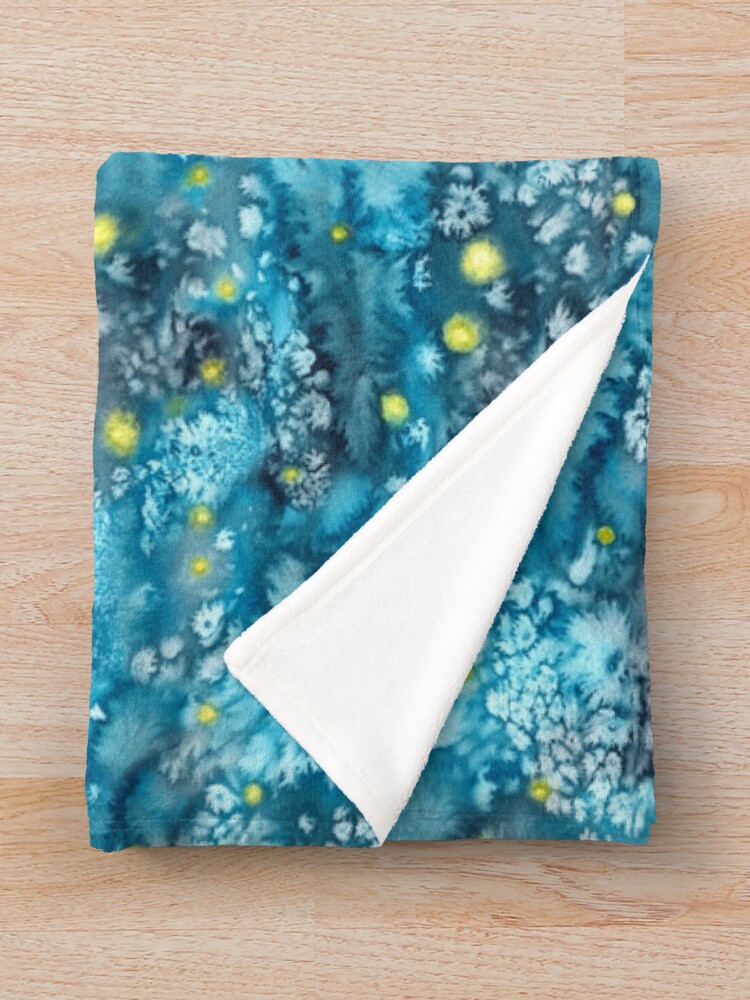 Alternate view of watercolor texture with fireflies Throw Blanket